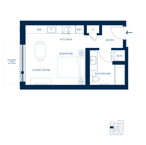 Shoresmith Apartments Studio B Floor Plan